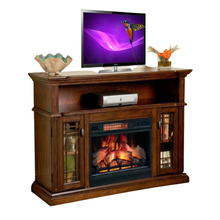 Load image into Gallery viewer, Wallace Infrared Electric Fireplace Entertainment Center in Empire Cherry - 26MM1264-C237