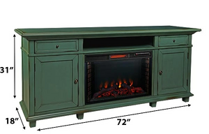 Quinn Infrared Electric Fireplace Entertainment Center in Farmhouse Teal