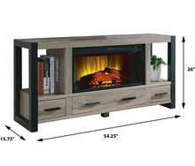 Load image into Gallery viewer, Jackson Electric Fireplace Media Console in Gray Raw Wood