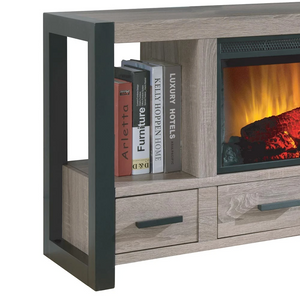 Jackson Electric Fireplace Media Console in Gray Raw Wood