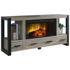 Jackson Electric Fireplace Media Console in Gray Raw Wood