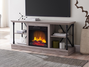 Sheffield Electric Fireplace TV Stand in Bleached Gray
