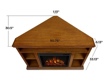 Load image into Gallery viewer, Churchill Corner Electric Fireplace Media Console in Oak