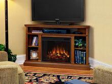 Load image into Gallery viewer, Churchill Corner Electric Fireplace Media Console in Oak
