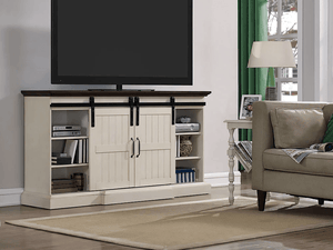 Hogan Electric Fireplace TV Stand in Weathered White