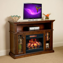 Load image into Gallery viewer, Wallace Infrared Electric Fireplace Entertainment Center in Empire Cherry - 26MM1264-C237