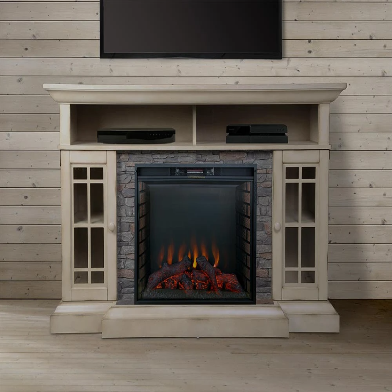 Bennett Infrared Electric Fireplace TV Stand in Farmhouse Ivory