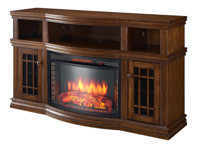 Glendon Electric Fireplace Entertainment Center in Burnished Pecan
