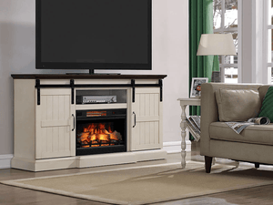 Hogan Electric Fireplace TV Stand in Weathered White