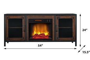 Matthew Electric Fireplace Media Console in Brown
