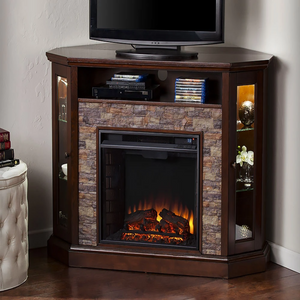 Redden Wall/Corner Electric Fireplace TV Stand in Espresso