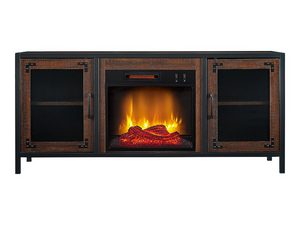 Matthew Electric Fireplace Media Console in Brown