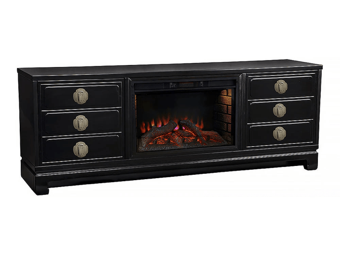 Ming Infrared Electric Fireplace Entertainment Center in Satin Black