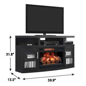Cantilever Infrared Electric Fireplace Media Cabinet in Embossed Oak - 26MM5508-NB04