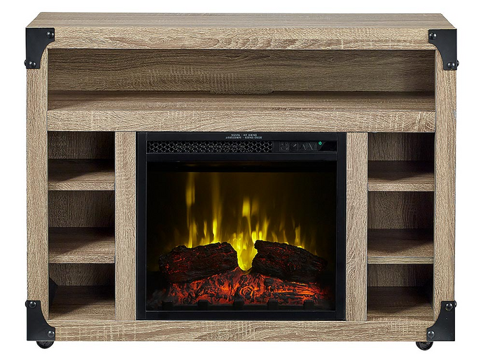Chelsea Infrared Electric Fireplace Media Cabinet in Distressed Oak