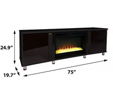 Load image into Gallery viewer, Voyager Infrared Electric Fireplace Entertainment Center in Satin Black