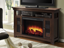 Load image into Gallery viewer, Wyatt Electric Fireplace Media Console in Burnished Oak