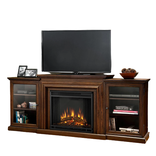 Frederick Electric Fireplace Entertainment Center in Chestnut Oak