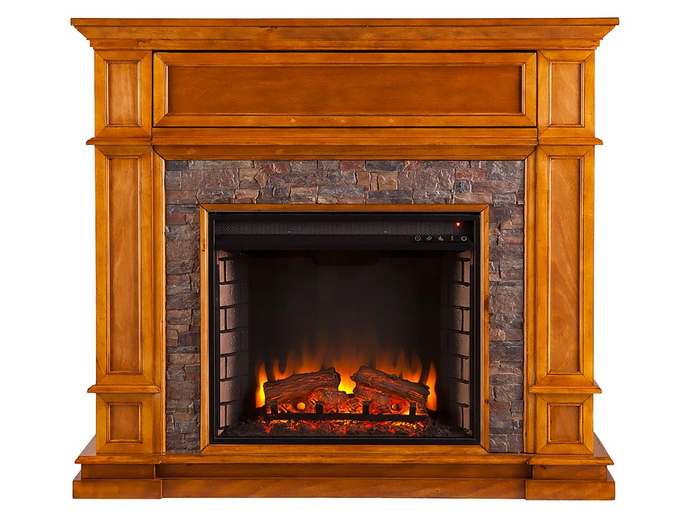 Belleview Electric Fireplace Media Console in Sienna